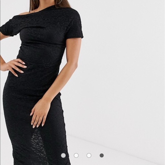 ASOS DESIGN pleated shoulder lace midi dress - Picture 4 of 5